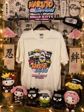Bioworld Naruto x Sanrio Friends Graphic T-Shirt Off-White L